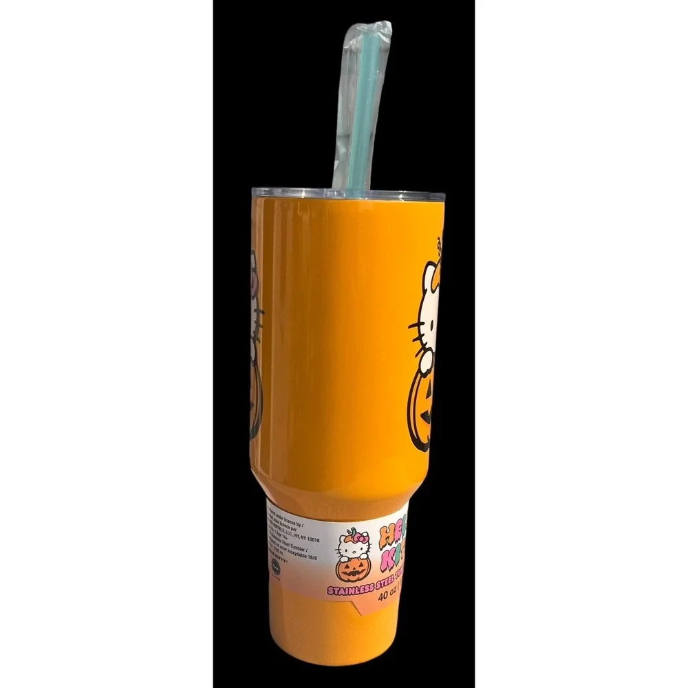 Sanrio Hello Kitty in Pumpkin Halloween 40oz Stainless Steel Tumbler Cup w/Straw